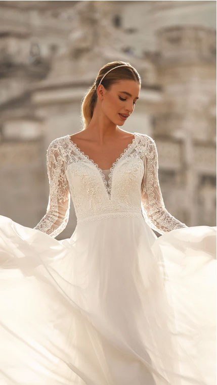 Robe de mariée longues manches en dentelle